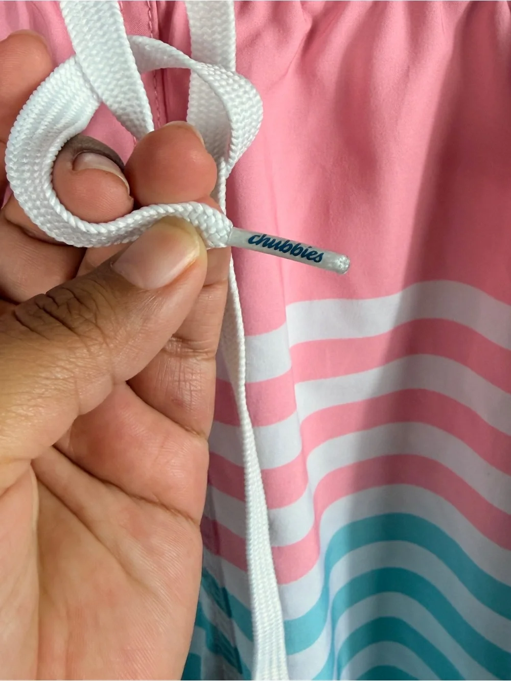 Chubbies Pink Blue Striped Swim Trunks 2XL Large Lined Beach Shorts